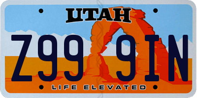 UT license plate Z999IN