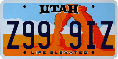 UT license plate Z999IZ