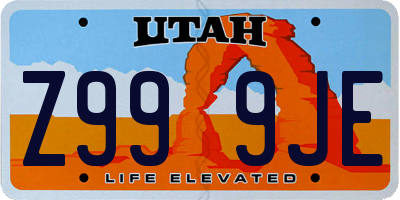 UT license plate Z999JE