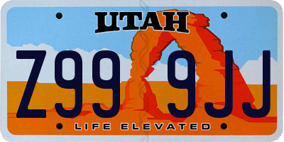 UT license plate Z999JJ