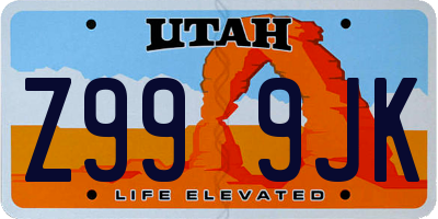 UT license plate Z999JK