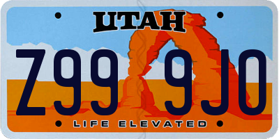 UT license plate Z999JO