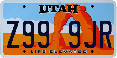 UT license plate Z999JR