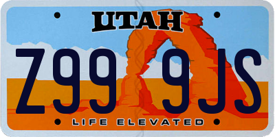 UT license plate Z999JS