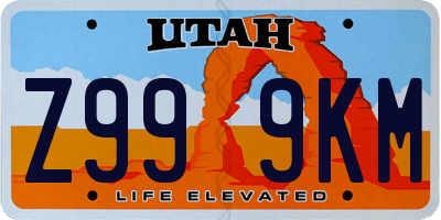 UT license plate Z999KM