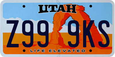 UT license plate Z999KS