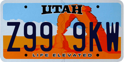 UT license plate Z999KW