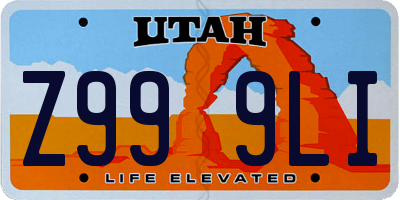 UT license plate Z999LI