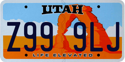 UT license plate Z999LJ