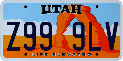 UT license plate Z999LV