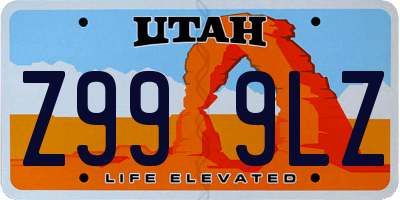 UT license plate Z999LZ