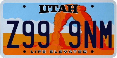 UT license plate Z999NM