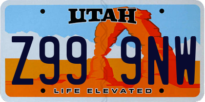 UT license plate Z999NW