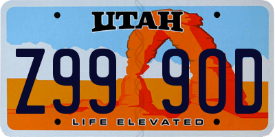UT license plate Z999OD