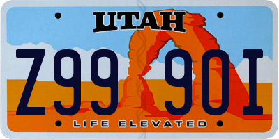 UT license plate Z999OI