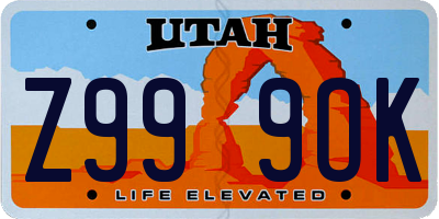 UT license plate Z999OK