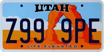 UT license plate Z999PE