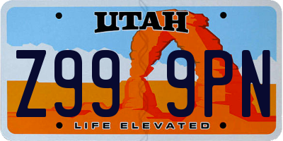 UT license plate Z999PN