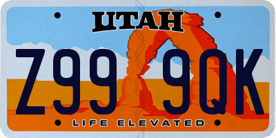 UT license plate Z999QK