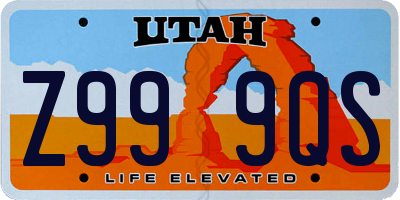 UT license plate Z999QS