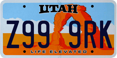 UT license plate Z999RK