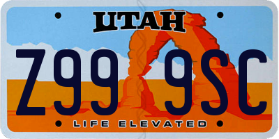 UT license plate Z999SC