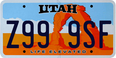 UT license plate Z999SF