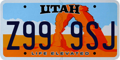 UT license plate Z999SJ