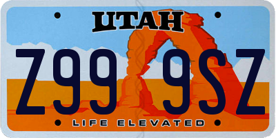 UT license plate Z999SZ