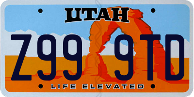 UT license plate Z999TD