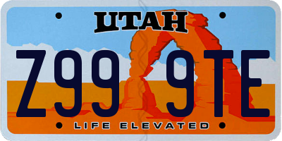 UT license plate Z999TE