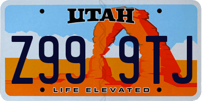 UT license plate Z999TJ