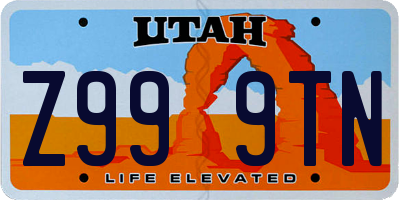 UT license plate Z999TN