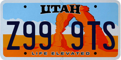 UT license plate Z999TS