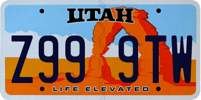 UT license plate Z999TW