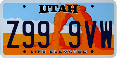 UT license plate Z999VW