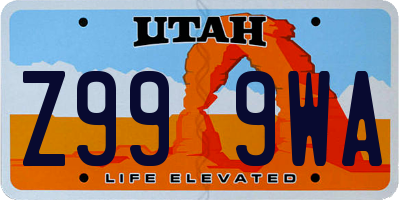 UT license plate Z999WA