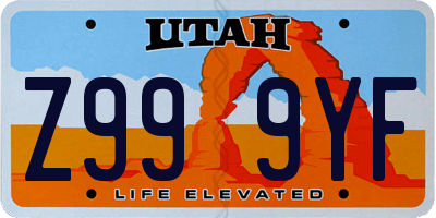 UT license plate Z999YF