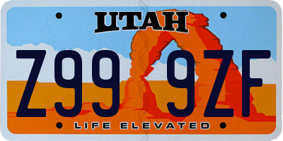 UT license plate Z999ZF