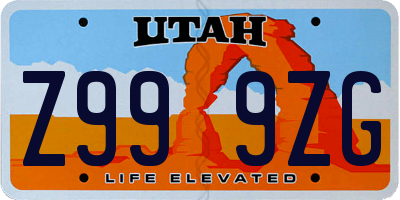 UT license plate Z999ZG