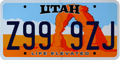 UT license plate Z999ZJ