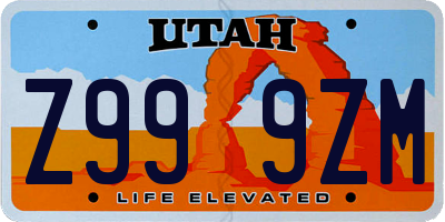 UT license plate Z999ZM