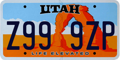 UT license plate Z999ZP