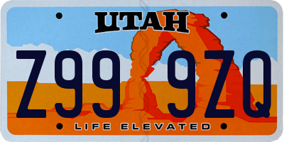 UT license plate Z999ZQ