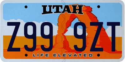 UT license plate Z999ZT