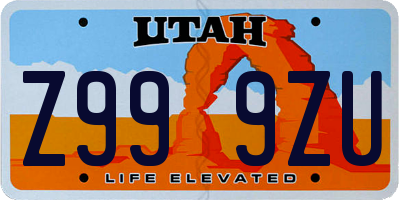 UT license plate Z999ZU