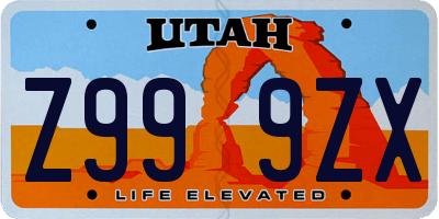 UT license plate Z999ZX