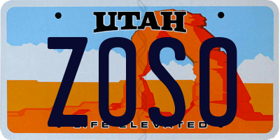 UT license plate ZOSO