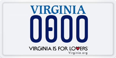 VA license plate 0000