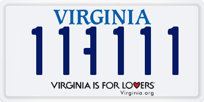 VA license plate 111111